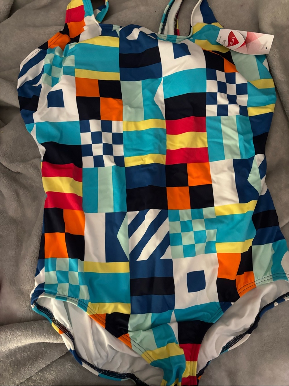 Colorblock Geometric One-Piece Swimsuit - Multicolor